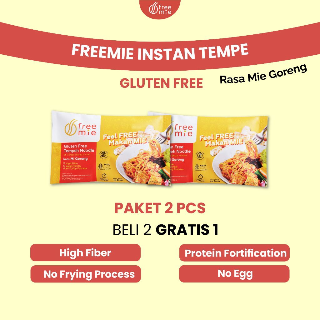 

Paket 2pcs Freemie Goreng Tempe Gluten Free ~ Mie Tempe ~ High Fiber Vegan Friendly