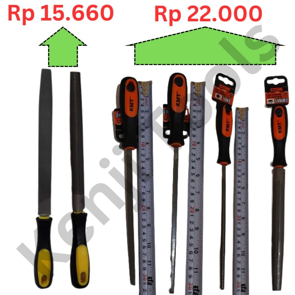 Kikir Besi  Gagang Karet 8 Inch Kikir Flat Gepeng Kikir 1/2 Bulat Kikir Segitiga Kikir Bulat Kotak