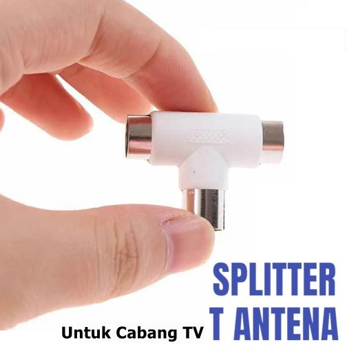 T Antena TV Splitter Konektor Percabangan TV 1 Antena 2 TV Plastik Male to 2 Female Ekonomis