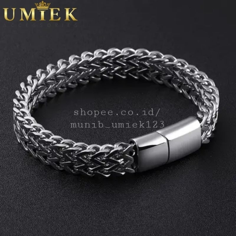 Gelang Pria Cowok Titanium Rantai Silver Putih Perak rante asli laki laki cowo keren anti karat unik