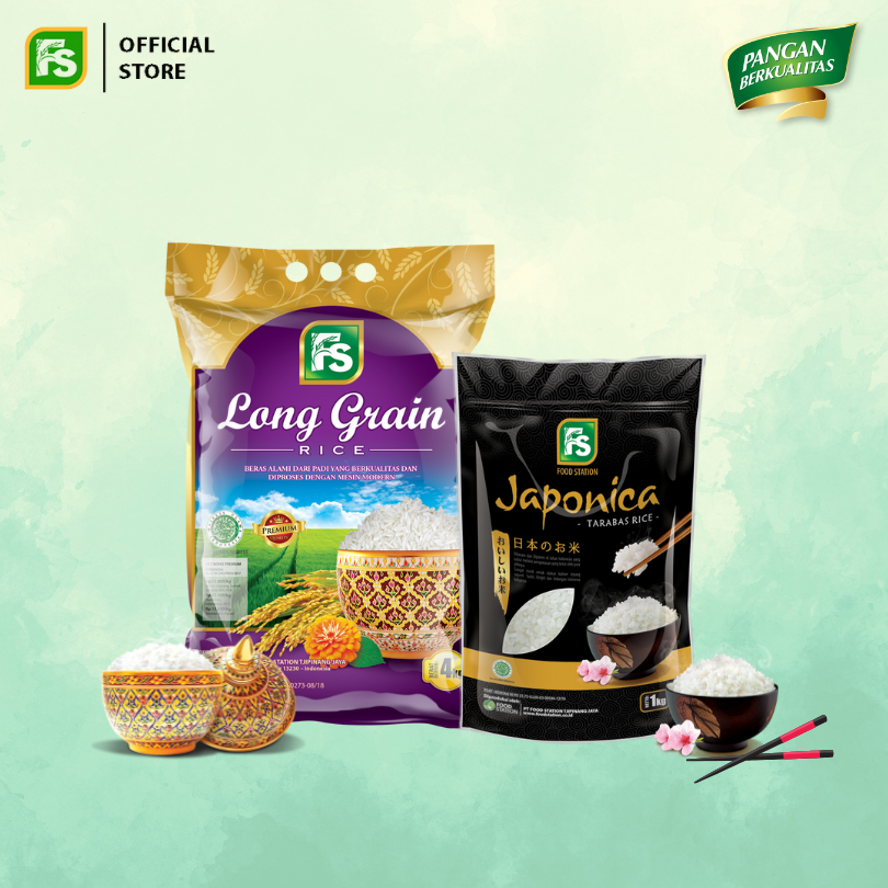 

Bundling Food Station - Beras Long Grain 4 Kg + FS Japonica Tarabas 1 Kg