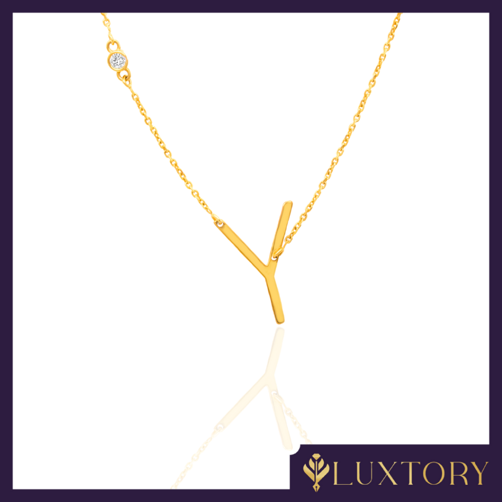 Kalung Kait Emas Mata + Huruf "Y" Permata 8K