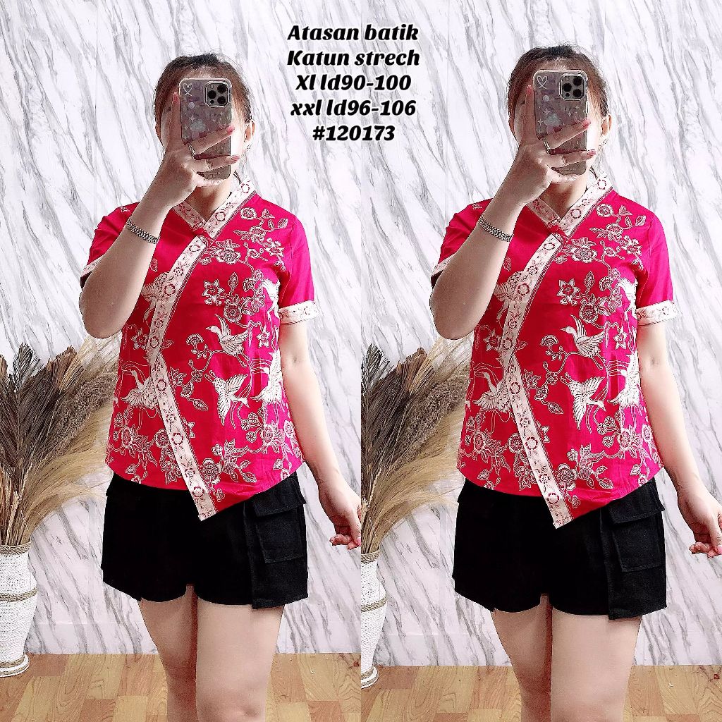 blus batik Imlek edisi merah