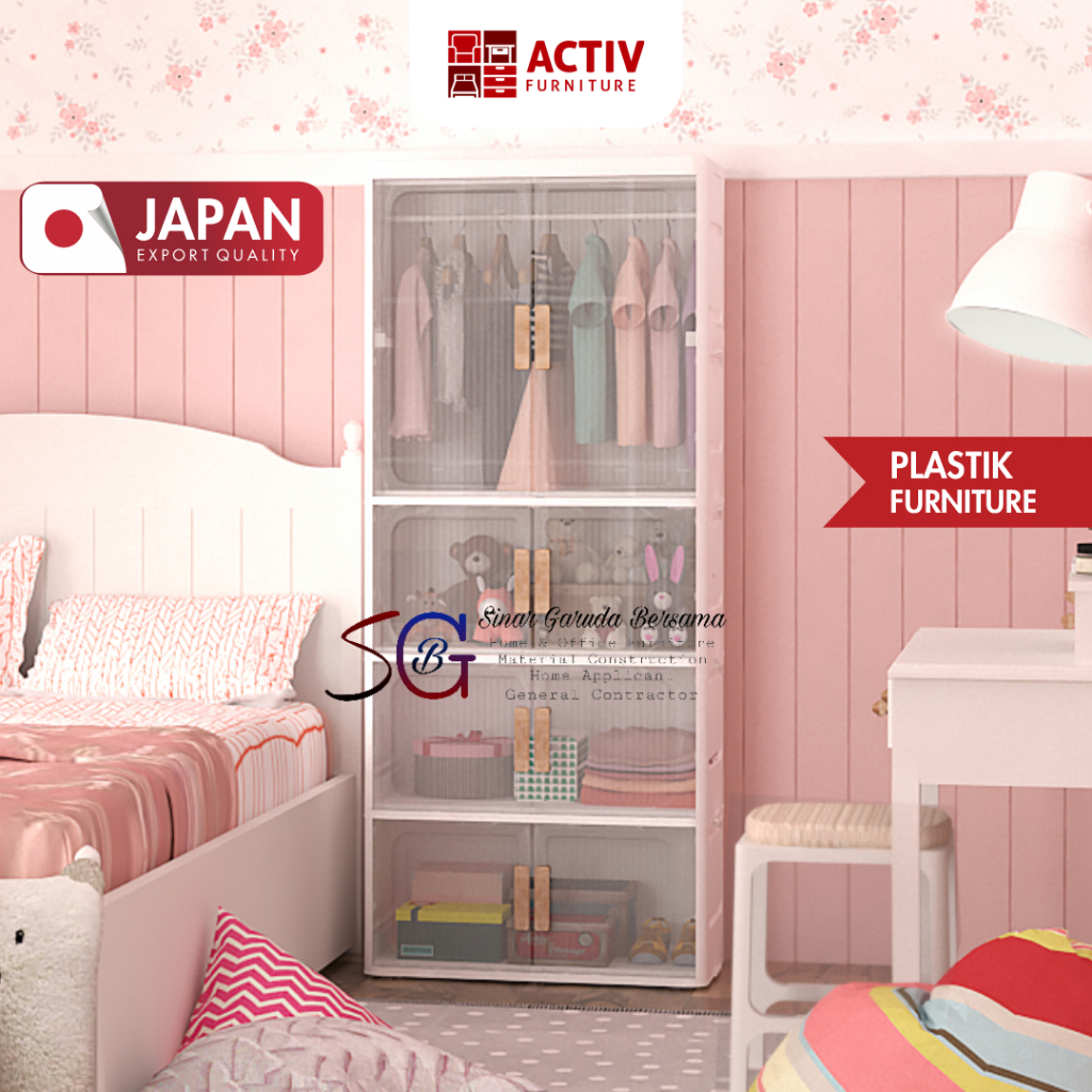 LEMARI PAKAIAN PLASTIK PREMIUM JAPAN EXPORT QUALITY / LEMARI BAJU ANAK KIDS FRIENDLY PINTU CLEAR FLU