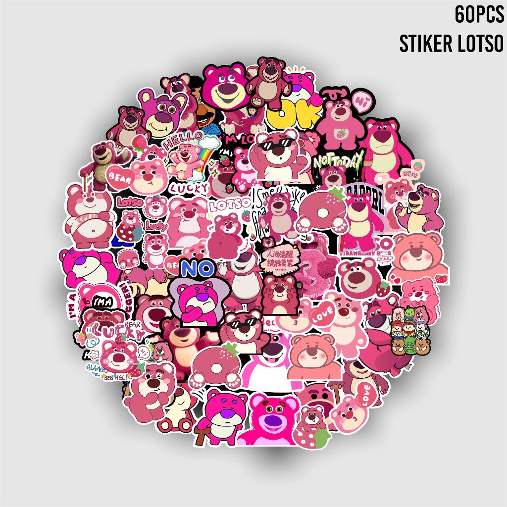 

60 PCS Sticker Pack Lotso - Stiker Lotso Toy Story Waterproof Anti Minyak Anti Gores