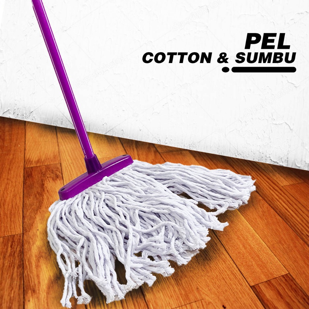 Pel Lantai Sumbu Cotton Gagang Besi