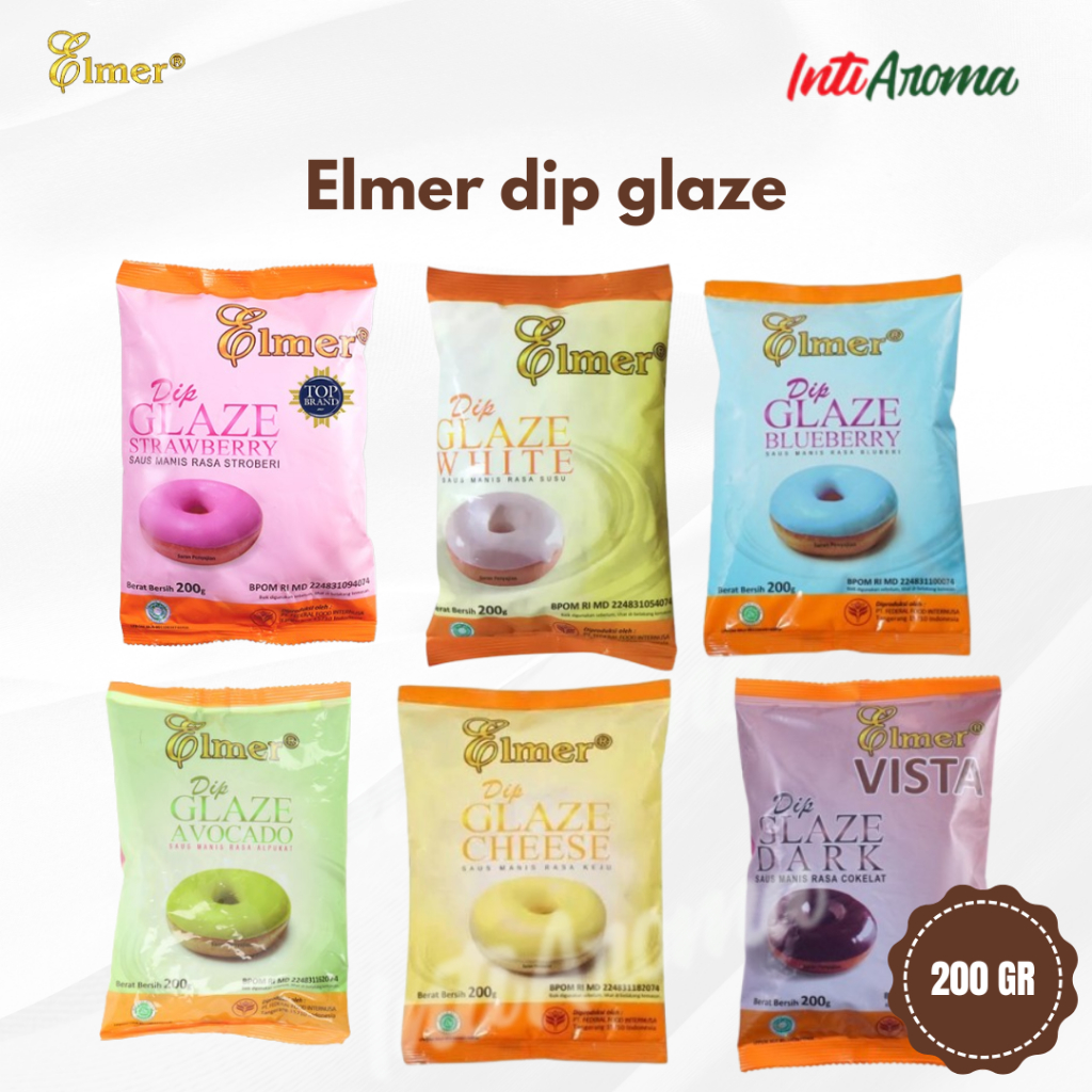 

Elmer Dip Glaze 200gr - Varian Rasa Strawberry, Cheese, Blueberry, White, Avocado, Dark