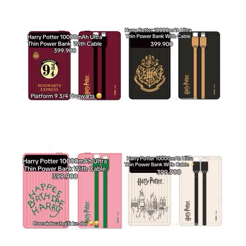 Miniso x Harry Potter ‼️ Ultra Thin Powerbank 10000 mAh with Kabel Harry Potter Collections