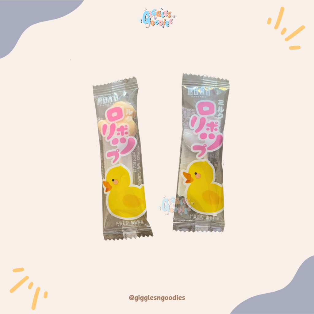 

Tommy & Tim Duck Shape Milk Lollipop Manggo / Blackcurrant Flavor Permen Lunak Lolipop Bentuk Bebek Rasa Mangga dan blackcaurrant