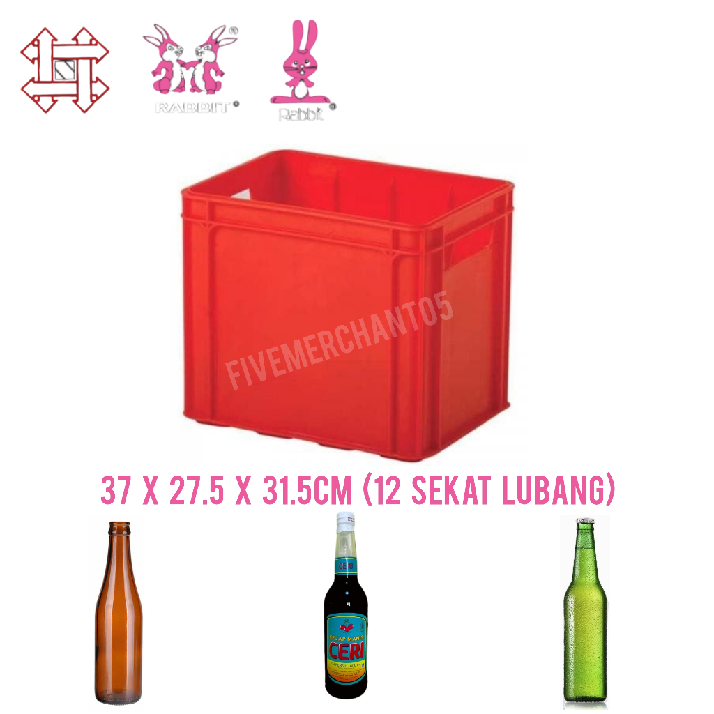 Krat Botol Sekat Isi 12 Rabbit 8008 Keranjang Botol Bir Kecap Bottle Crates Wadah Botol Gelas Kaca