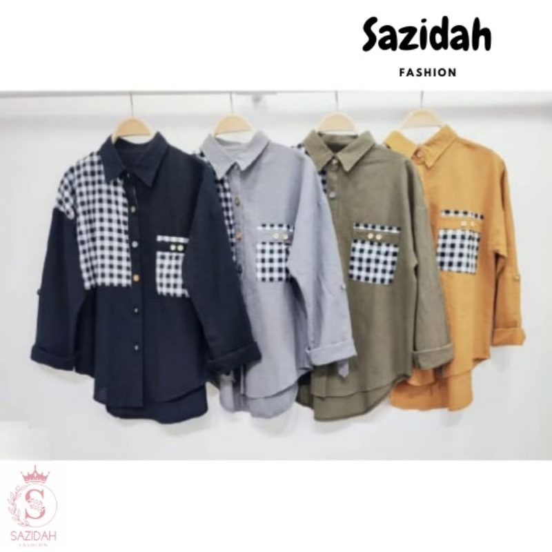 kemeja terbaru kotak kotak big size crinkle premium