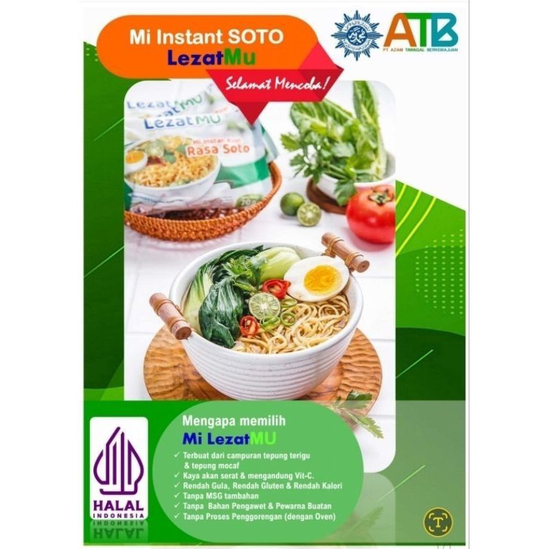 

Mie LezatMU 1pcs rasa Soto (mie sehat no MSG no pengawet no pewarna sintetis)