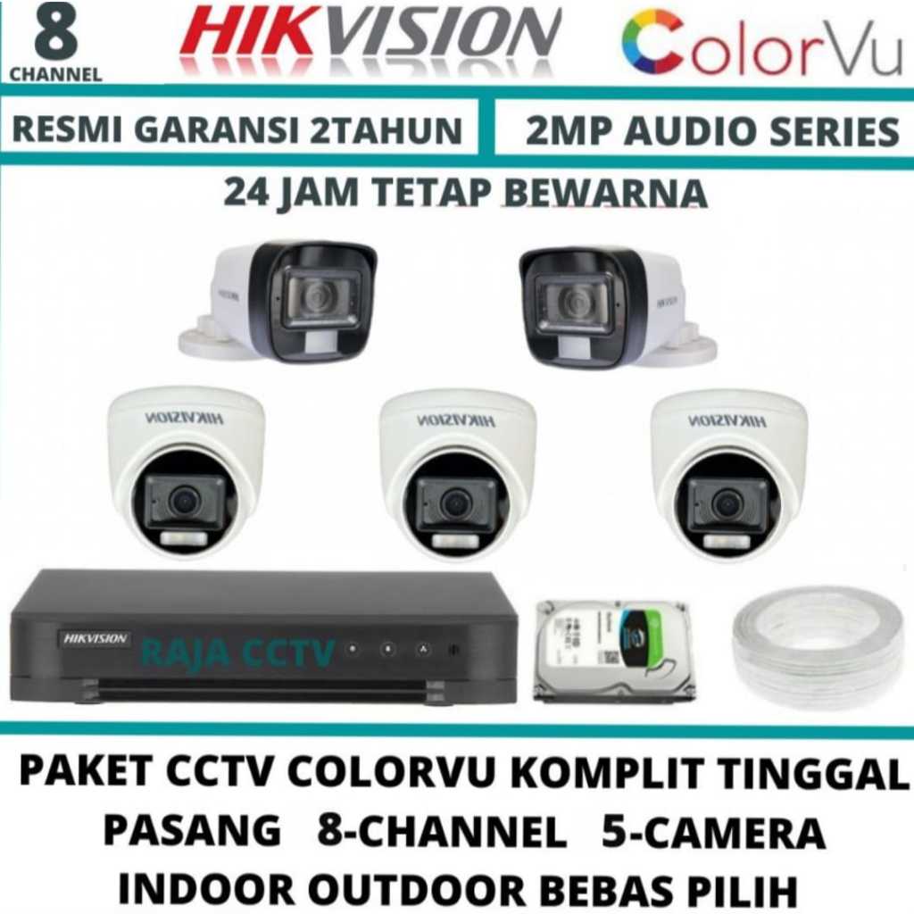 PAKET CCTV HIKVISION 2MP COLORVU 5 KAMERA