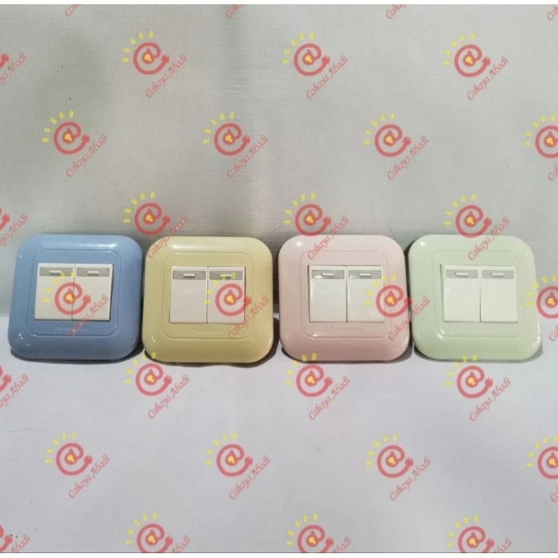 Panasonic Sakelar Saklar Ganda Double Biru, Cream, Pink, Hijau