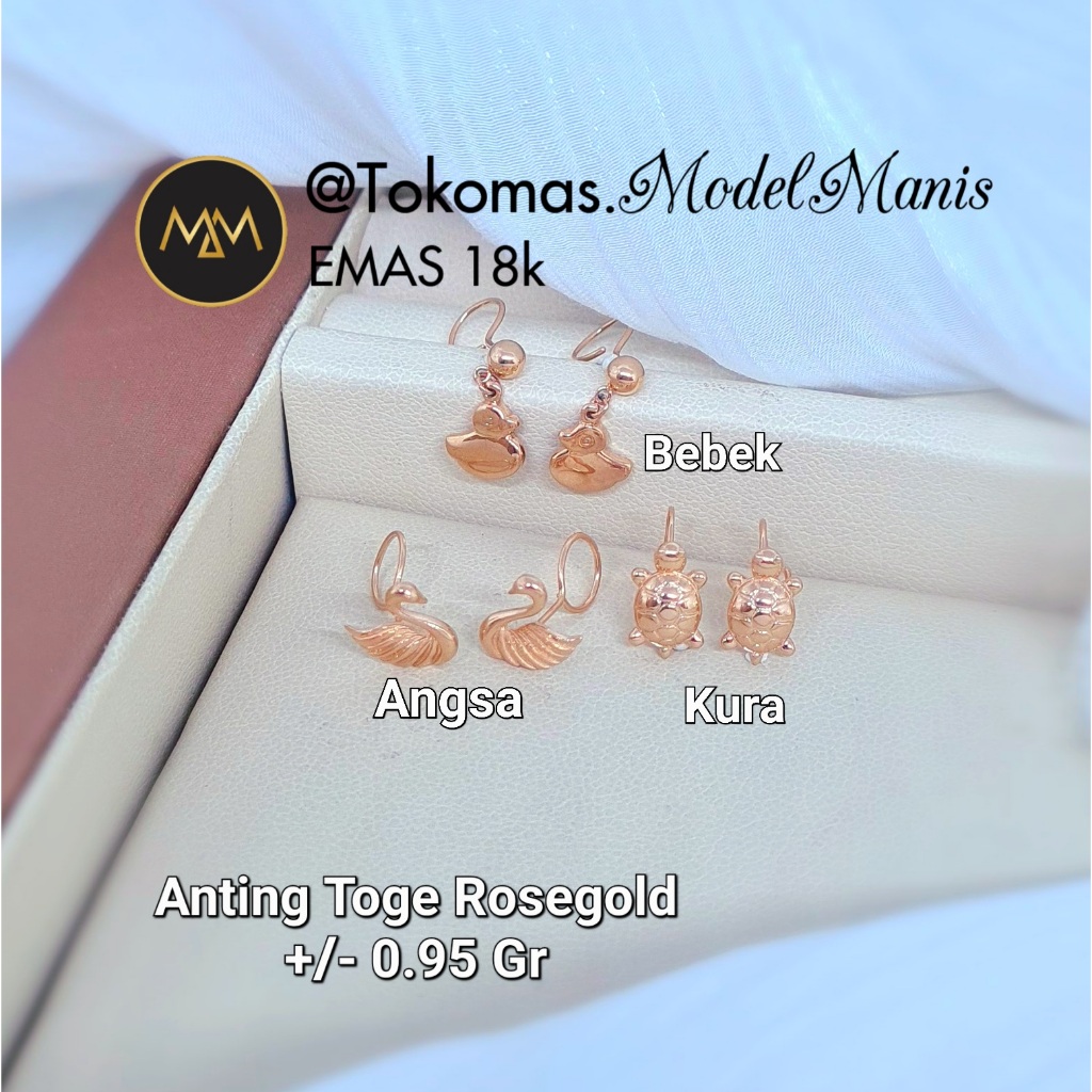 Anting Toge Karakter Animal Rosegold AU 750 kadar 18k