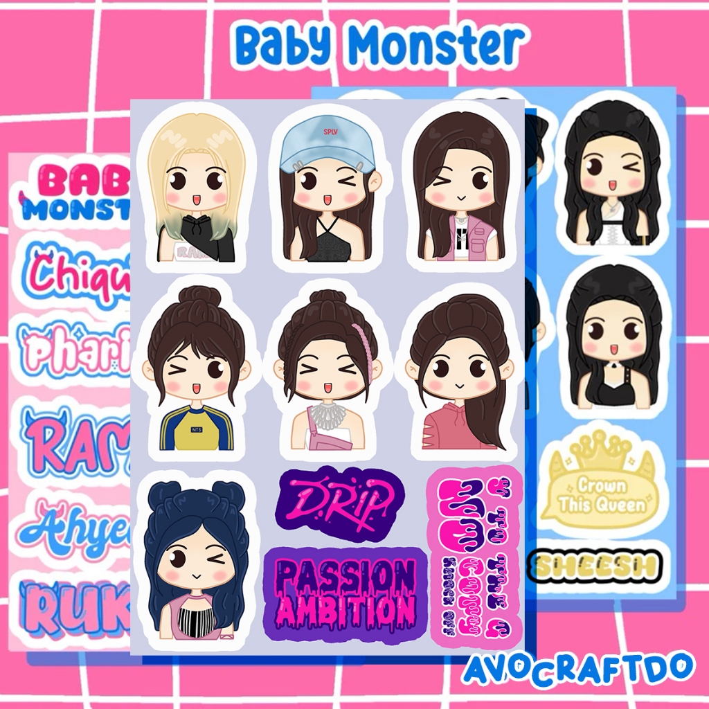 

[ AVOCRAFTDO ] Sticker Kpop Baby Monster Sheesh Drip die cut