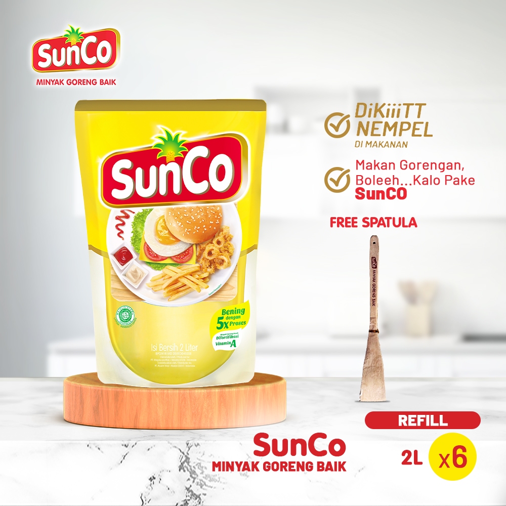 

SunCo Minyak Goreng Refill 2L x 6pcs Free Spatula