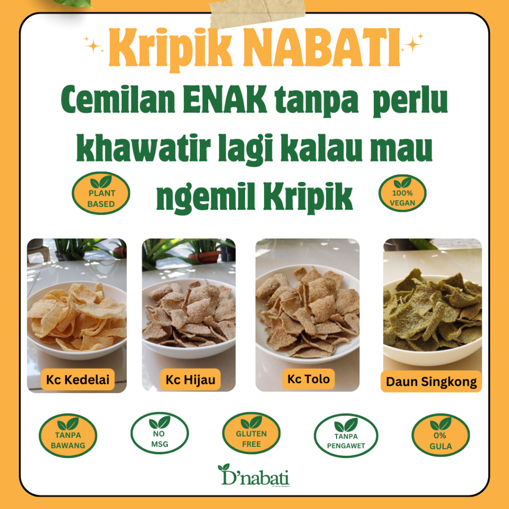 

(PROMO BELI 3 DAPAT 4) Kripik Nabati 100% PLANT BASED by D'nabati