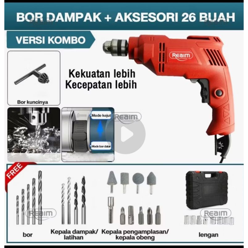 Mesin Bor Listrik 13MM Bolak Balik Bor Listrik Modern Bor 13MM Bor Tembok Bor