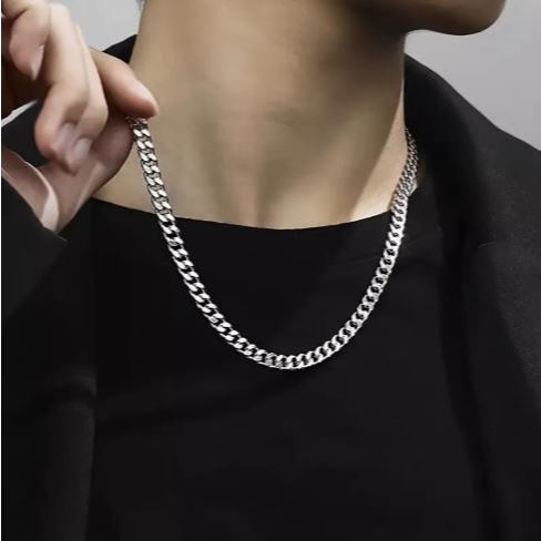 Kalung Rantai sisik kotak Titanium Pria panjang 50 cm terbaru/kalung pria/kalung rantai cowok