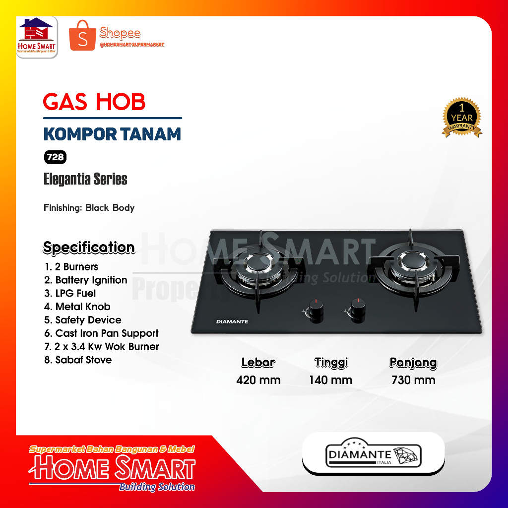 KOMPOR DIAMANTE ELEGANTIA 728