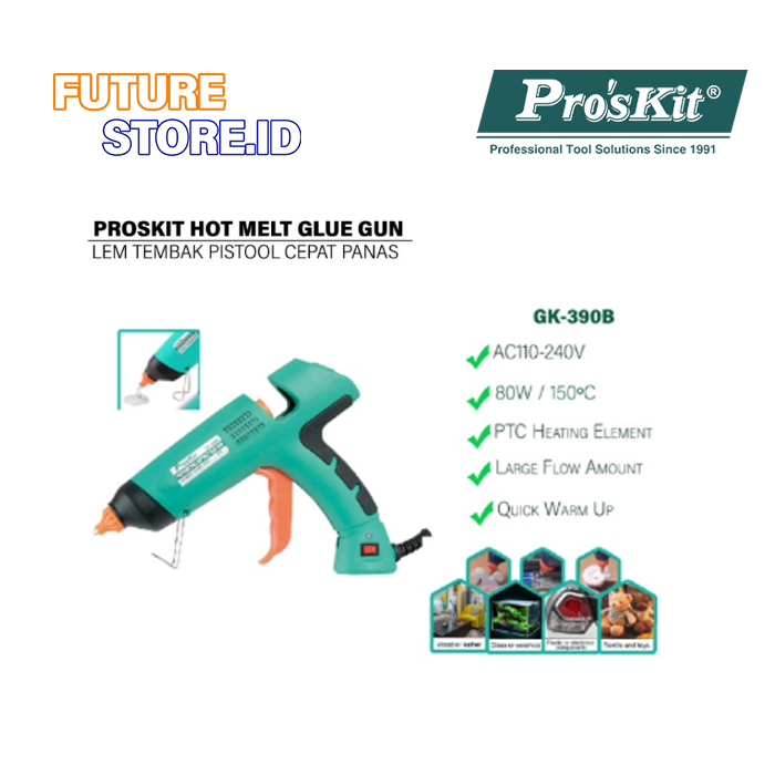 

PROSKIT GK-390B PROFESSIONAL HOT MELT GLUE GUN - PISTOL LEM TEMBAK - LEM TEMBAK PISTOOL CEPAT PANAS - PROSKIT GK-390B ORIGINAL