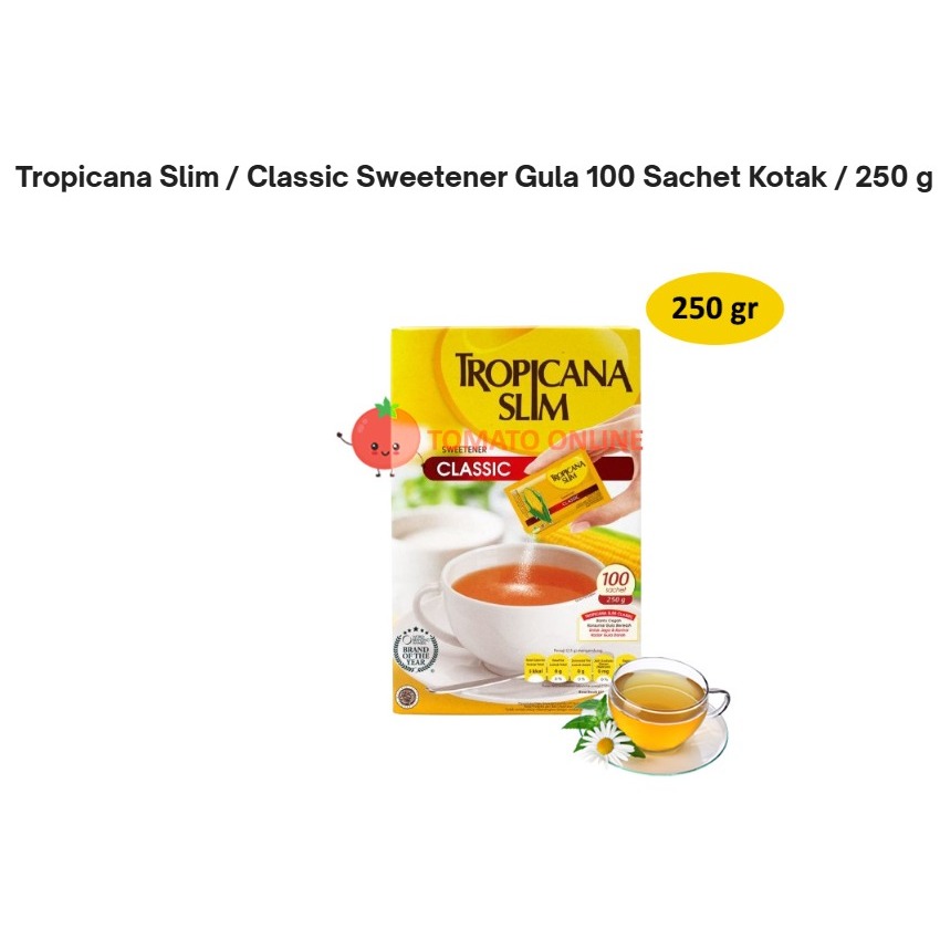 

Tropicana Slim / Classic Sweetener Gula 100 Sachet Kotak / 250 g gr gr gram 250gr 250gram