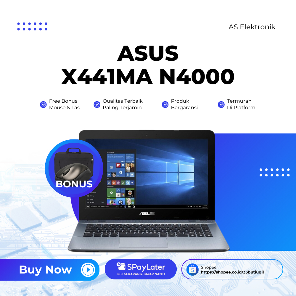 LAPTOP ASUS X441MA N4000 RAM 4GB /512 SSD BONUS TAS & MOUSE