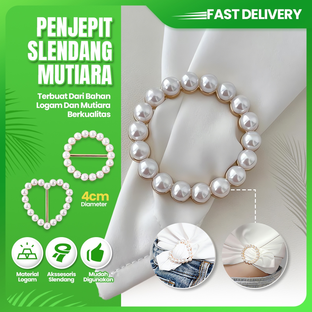 Hiasan Baju Ring Gesper Slendang Penjepit Rok Cincin Bros Hijab Mutiara Aksesoris Pakaian Korea Keki