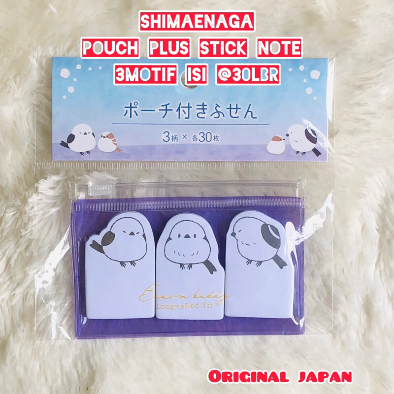 

shimaenaga pouch plus stick notes 3 motif isi masing masing 30lbr original japan