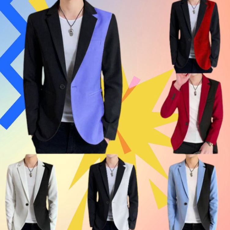 ART L2W9 BISA COD JAS BLAZER FASHION PRIA MODEL KOMBINASI KEKINIAN PAKAIAN COWOK BAJU PESTA LAKI LAK