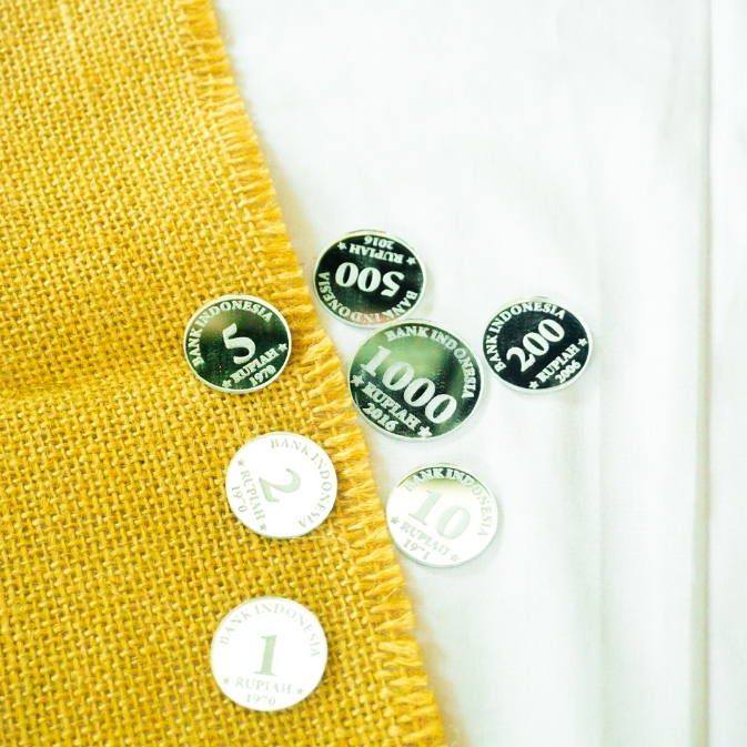 Replika Uang Koin Kuno bahan mahar akrilik silver/perak dummy replika Uang kuno mahar nikah 1 rupiah