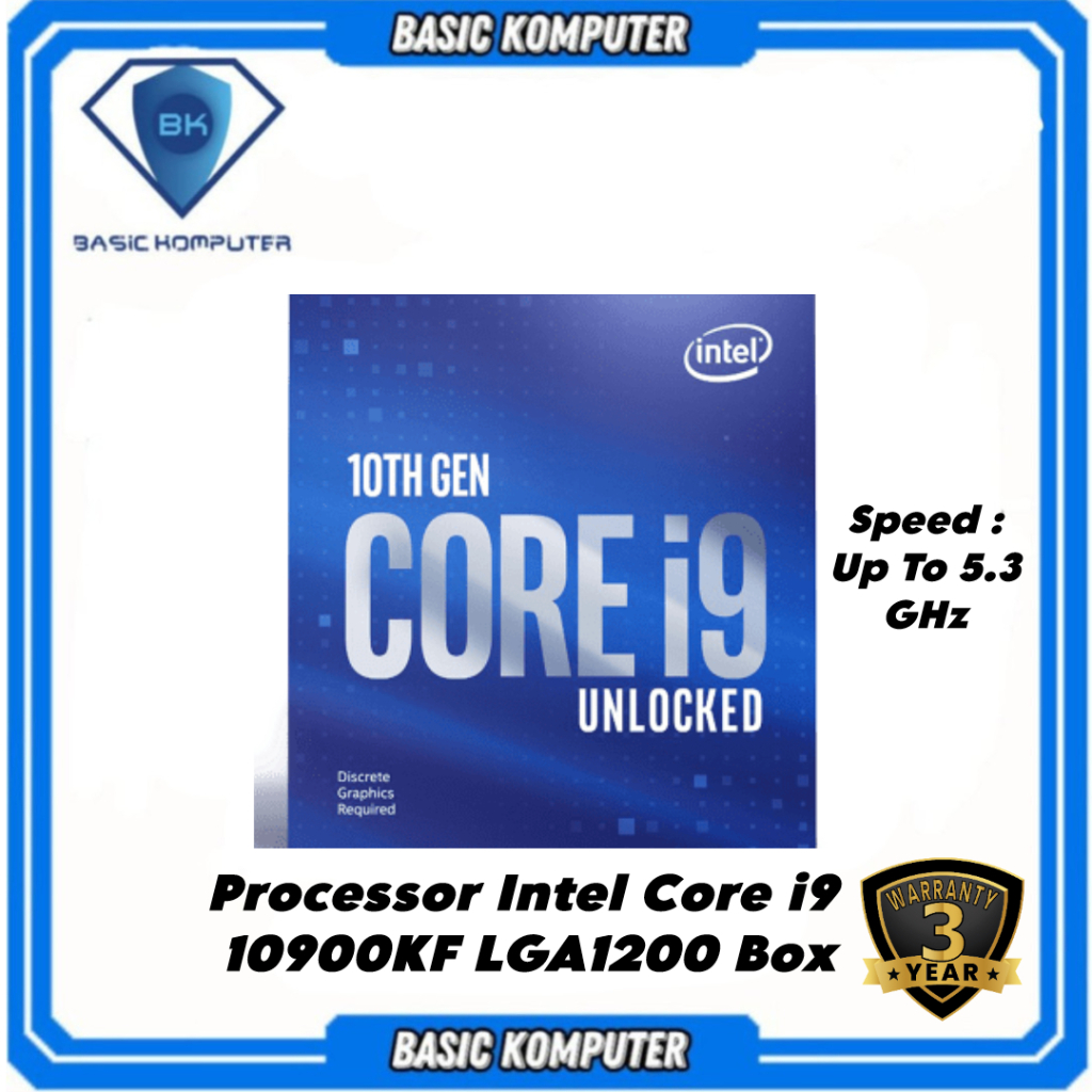 PROCESSOR INTEL CORE i9 10900KF BOX SOCKET 1200 GARANSI 3 TAHUN