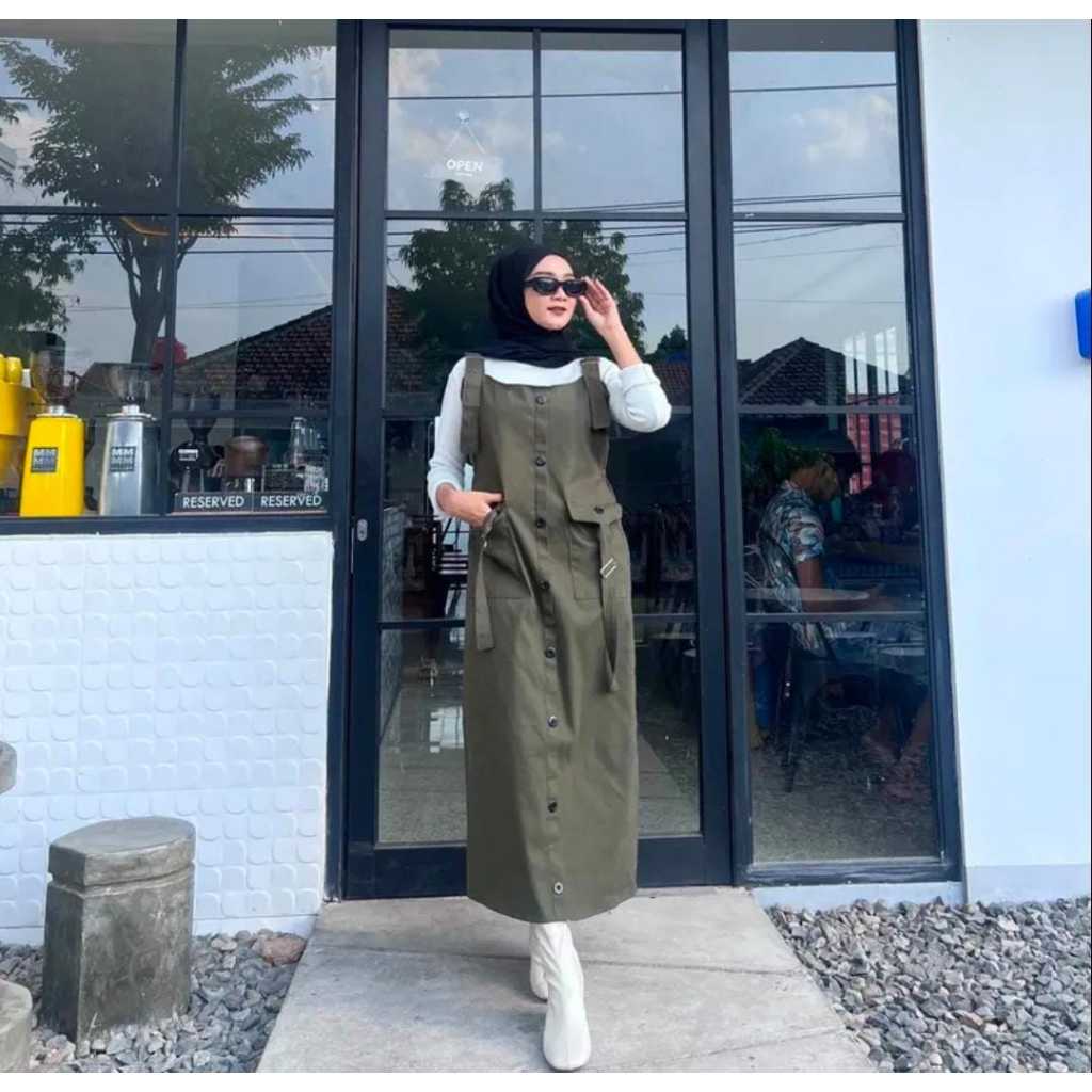 Inara Overall Rok Cargo Katun / Overall Jumpsuit Cargo Rok Wanita Remaja Dewasa
