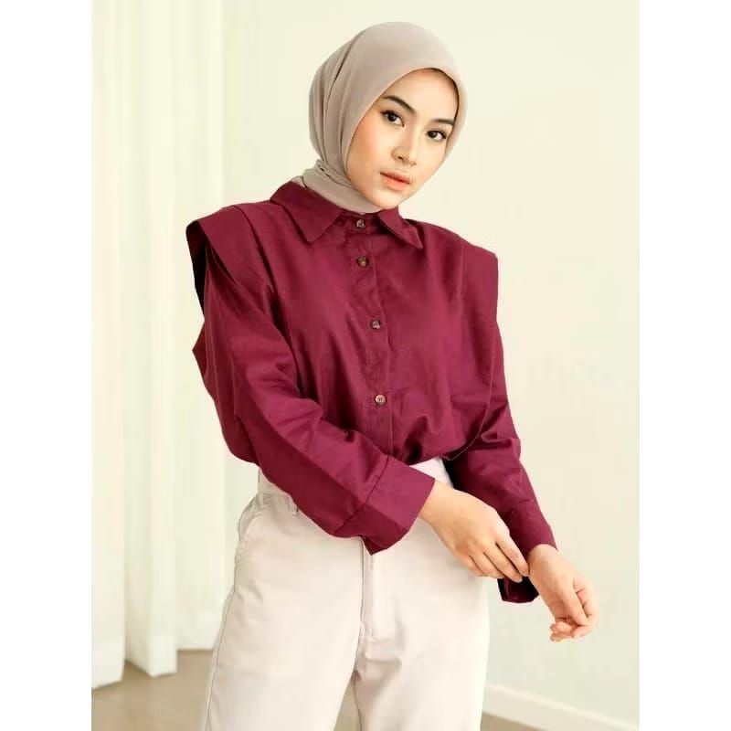 SALMA SHIRT KEMEJA WANITA LINEN OVERSIZE MASA KINi VIRAL TERLARIS