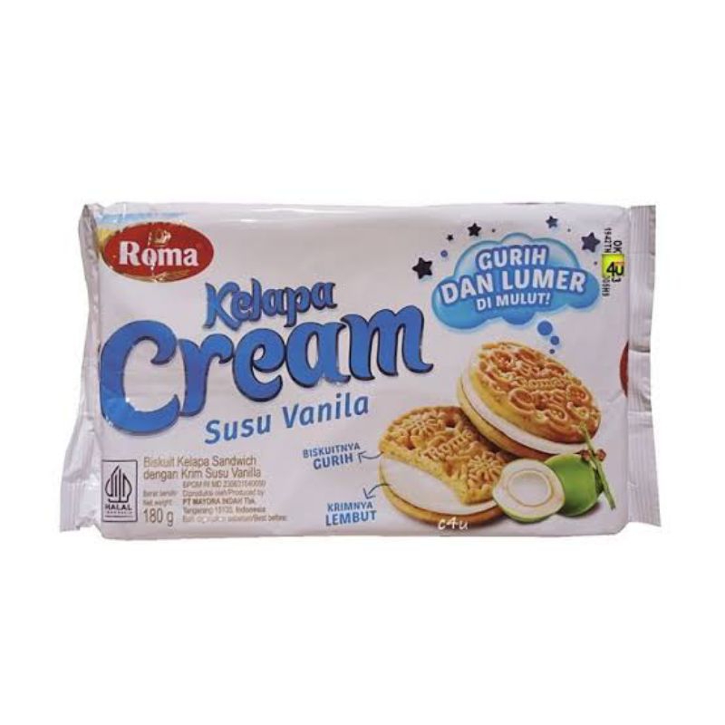 

roma kelapa cream pack vanila 180gr