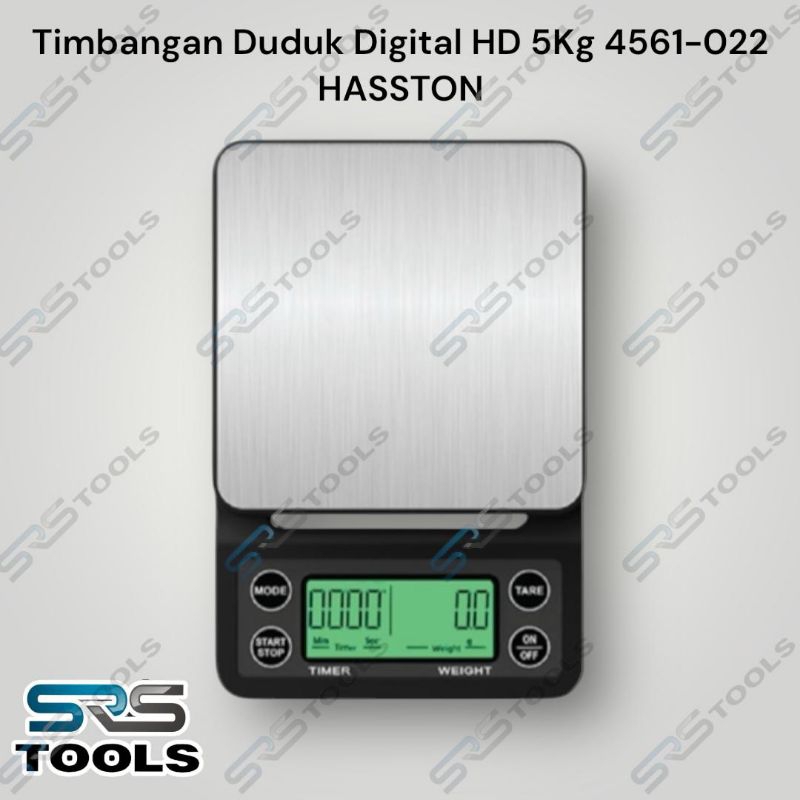 HASSTON 4561-022 Timbangan Duduk Digital Dapur LED 5 Kg Akurasi 0.1g Timbangan Kue 5kg Serbaguna / D