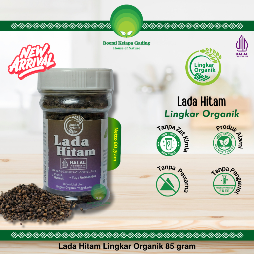 

Lingkar Organik Lada Hitam Biji Produk Natural Kaya Antioksidan Bumbu Masak Kemasan Botol 80 gram