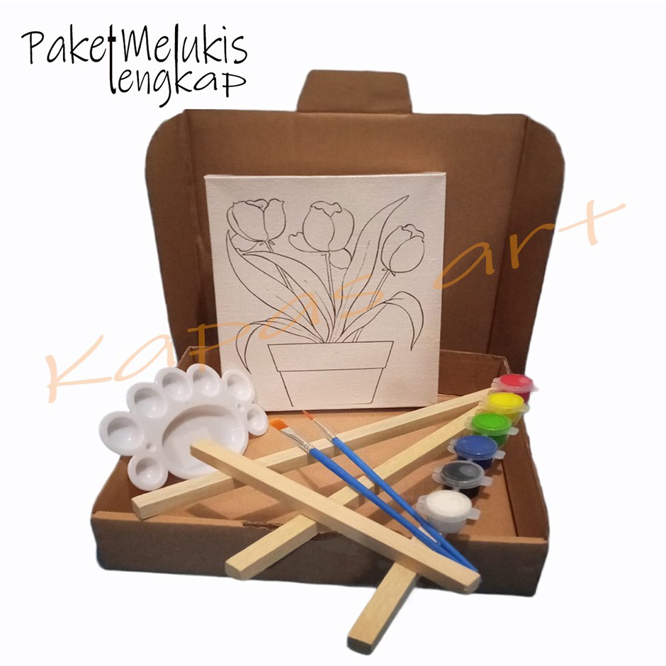 

Langsung Kirim Painting Kit Paket Kanvas Lukis Sketsa Bunga Lengkap Siap Pakai
