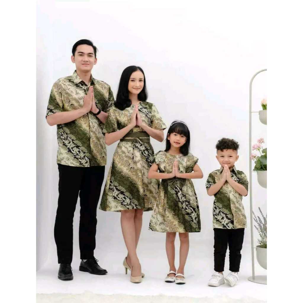 BAJU BATIK PRIA WANITA ANAK ANAK BAYI FAMILY BATIK HIJAU SET COUPLE PASANGAN SARIMBIT KELUARGA SET