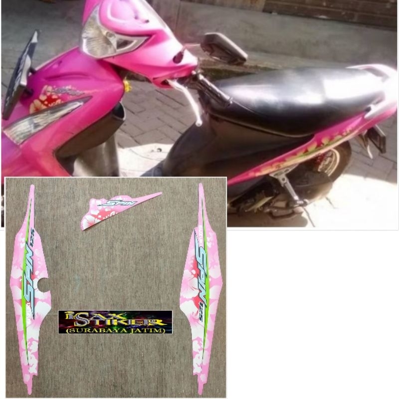 Striping Original Suzuki Spin 125 Bunga Pink tahun 2007 2008