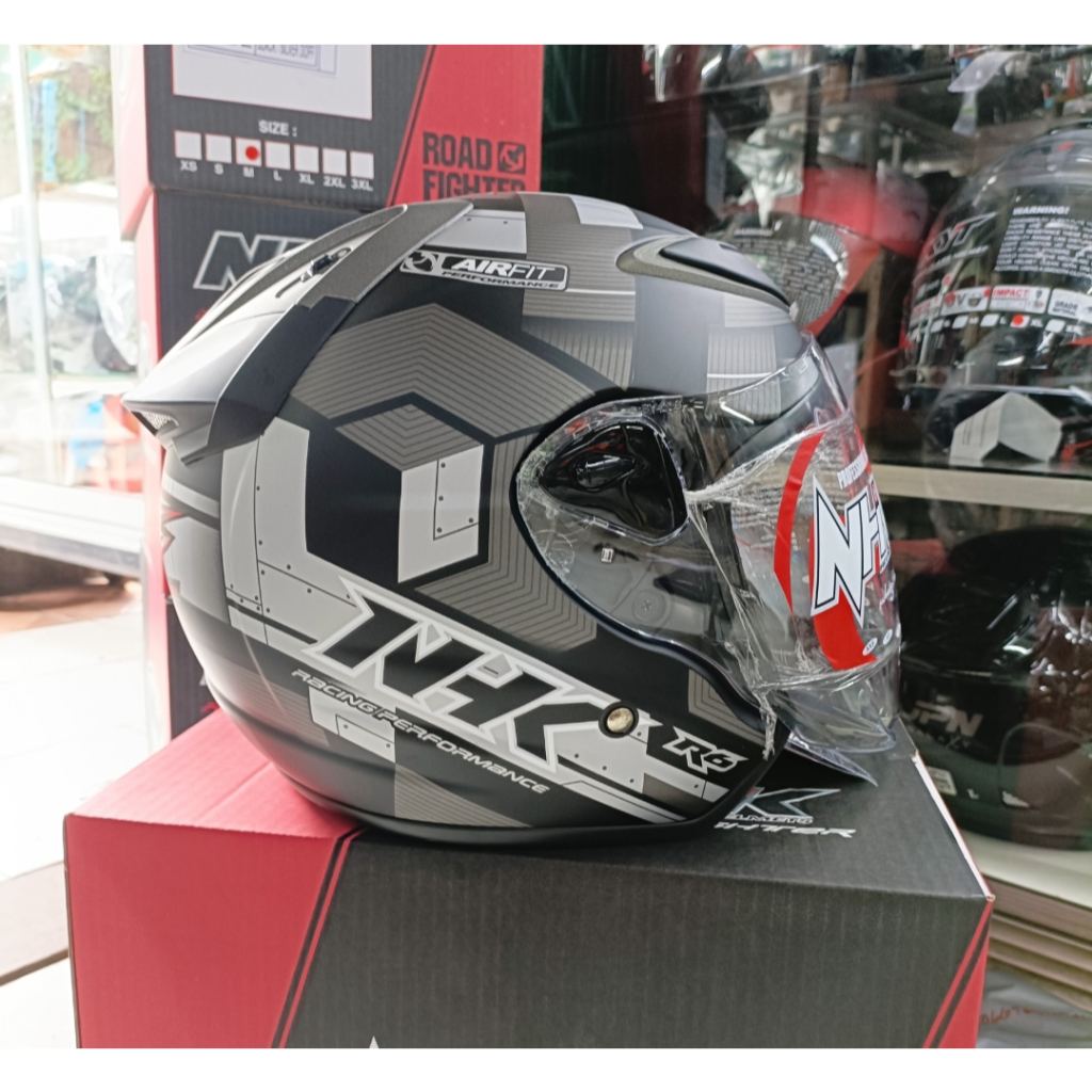 HELM NHK R6 CUBE BLACK SILVER DOFF NHK R-6 MOTIF CUBE ORIGINAL SNI