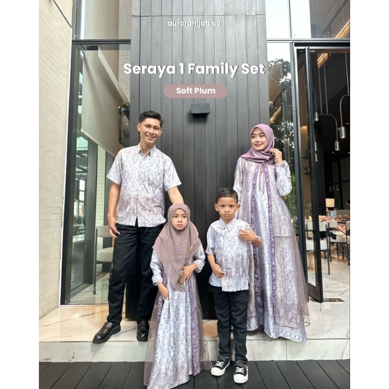 SERAYA 1 SOFT PLUM | SARIMBIT FAMILY SET BAJU COUPLE BY AURORAHIJAB / BAJU LEBARAN IDUL FITRI KELUAR