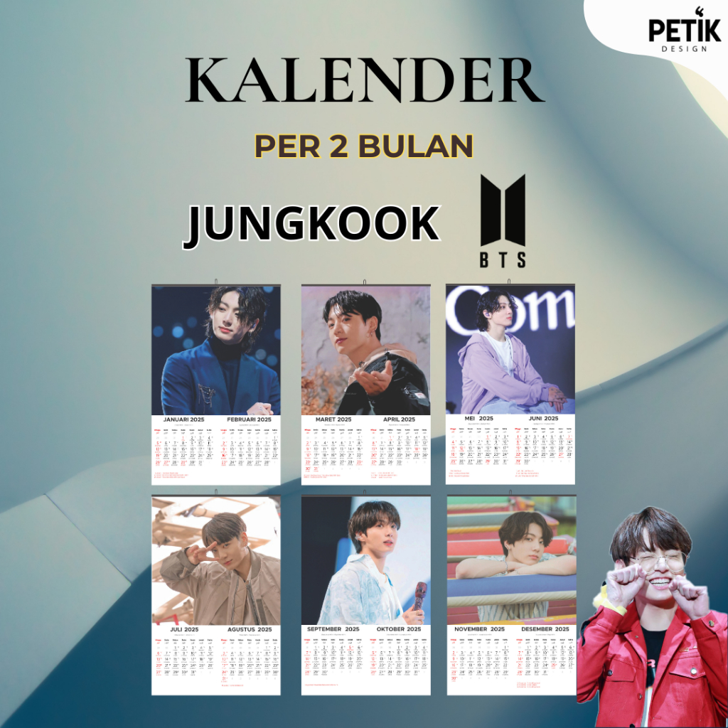

Kalender Dinding Jeon Jung-kook/Jungkook BTS 2025 6 Lembar Klem