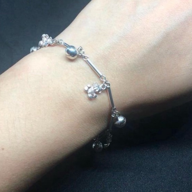 Gelang Perak Silver Asli 925 Anti Karat Beruang Lonceng