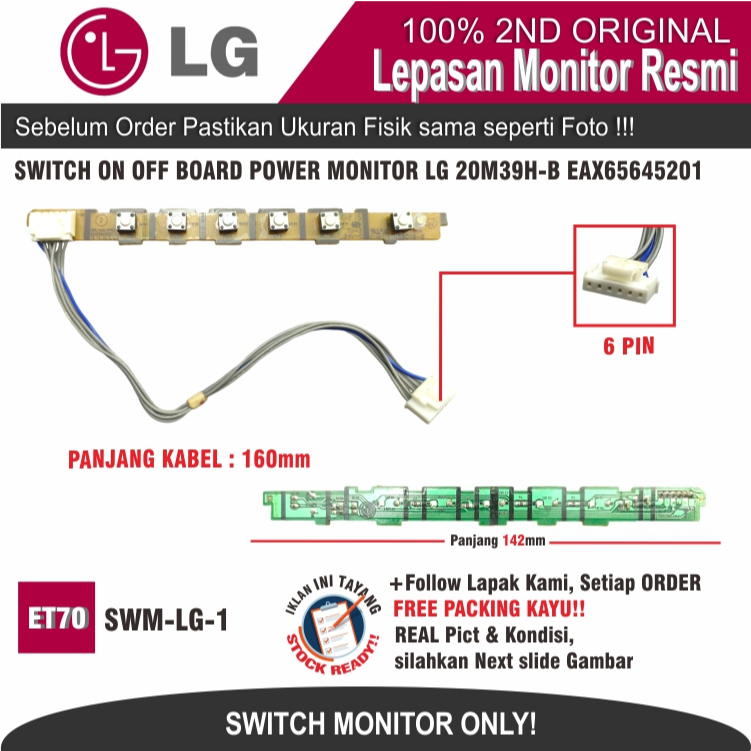 ET70 SWM-LG-1 SWITCH ON OFF BOARD POWER MONITOR LG 20M39H-B EAX65645201