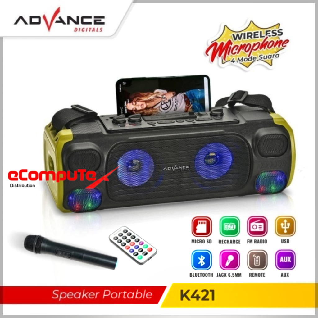 SPEAKER ADVANCE BLUETOOTH K421 | K 421 PORTABLE 4" INCH FREE MICC ORIGINAL - GARANSI RESMI