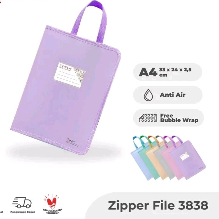 

topla zipper bag topla 3838T-map dokumen dan folder sekolah A4 dengan Handle