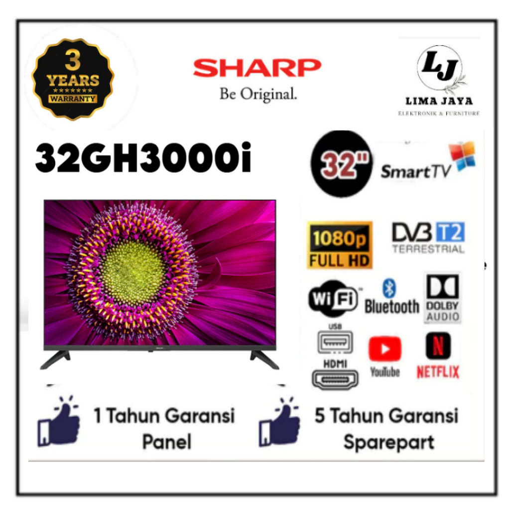 SHARP LED TV 32 INCH SMART ANDROID TV 32GH3000i NEW TYPE