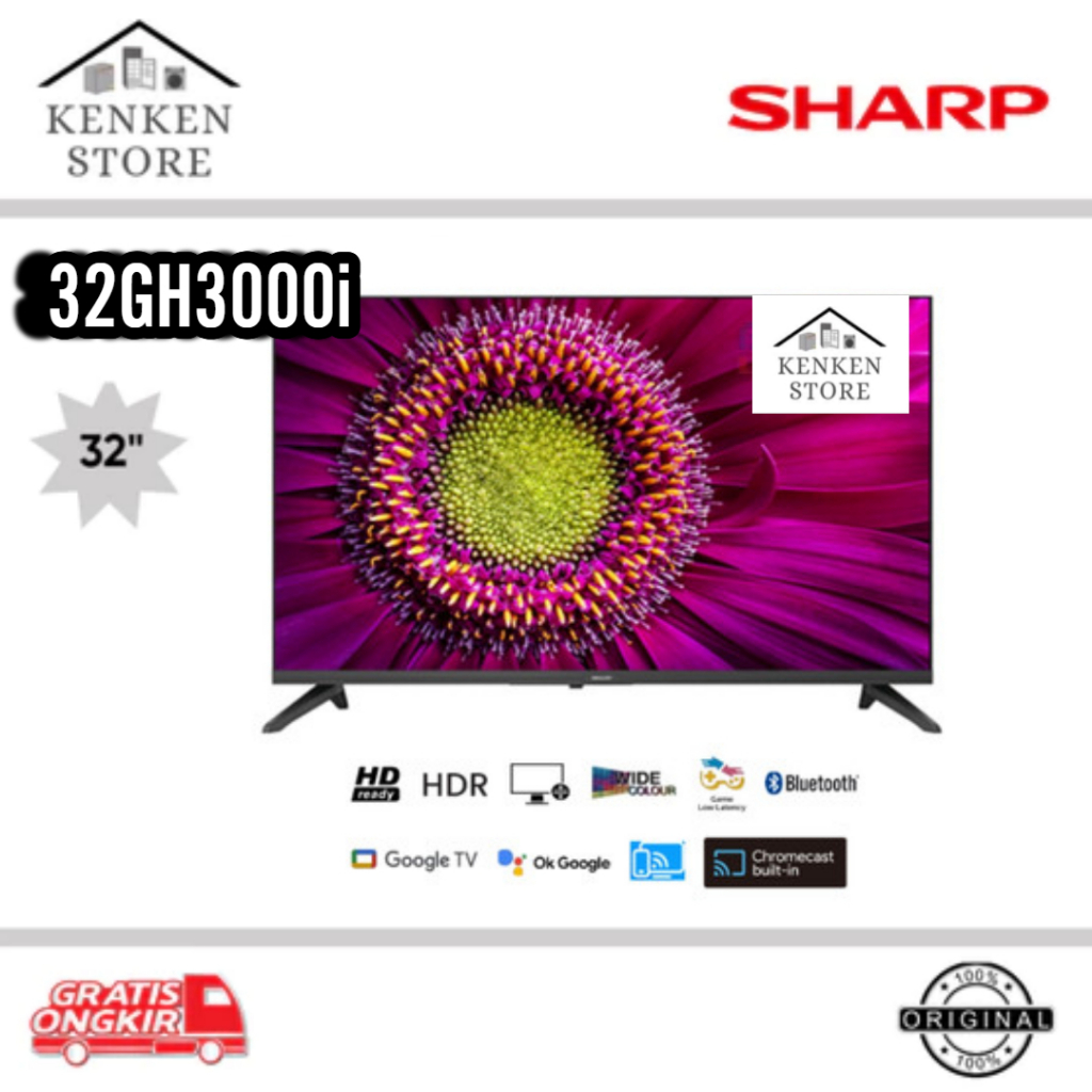 TV LED SHARP 32 INCH SMART ANDROID TV 32GH3000i 2K GOGLE TV NEW TYPE